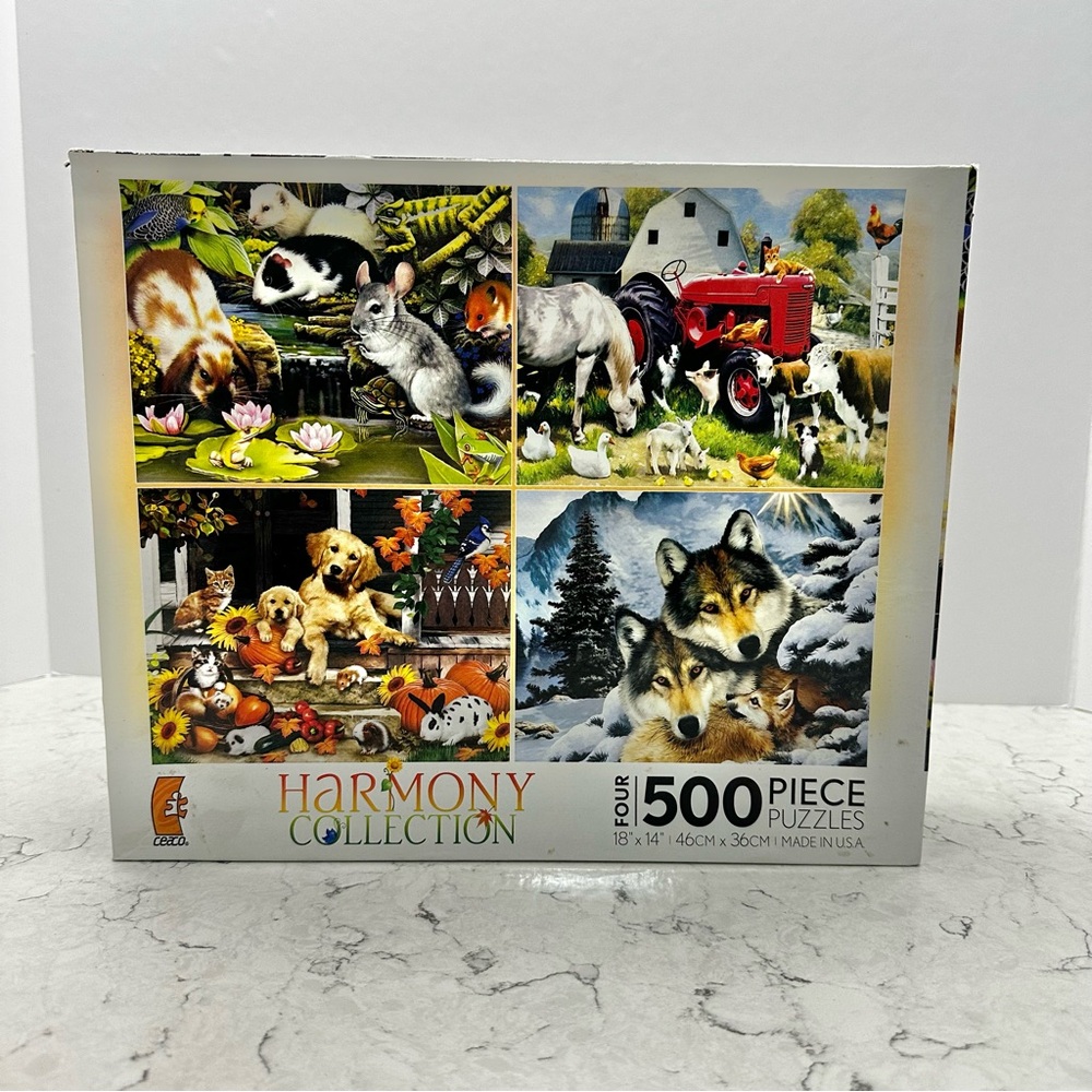 Harmony Collections: Four Puzzles Seasons 500 Piece Each 3/4 are New in Bags